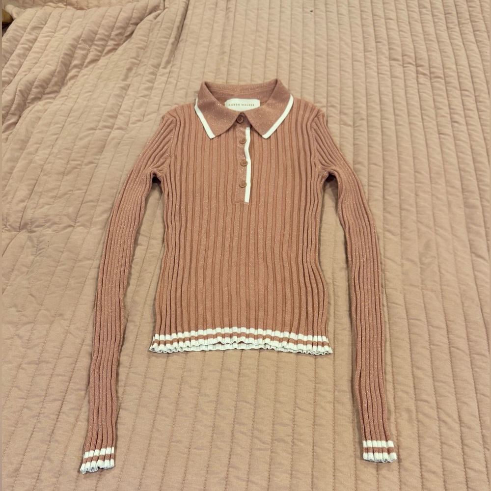 Karen Walker Pink Ribbed Sweater